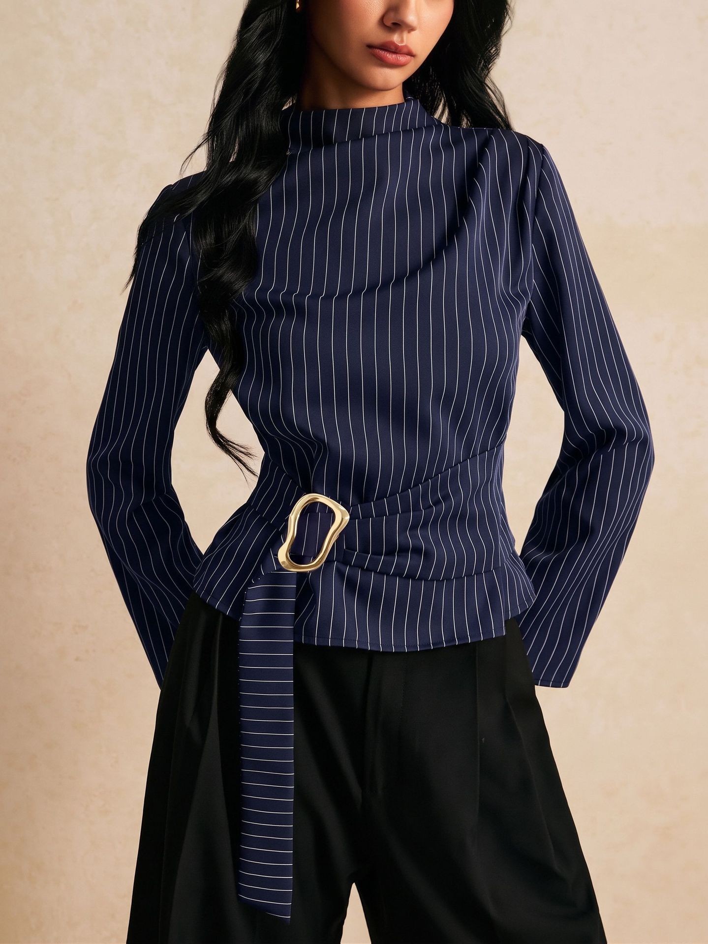 Tie Bell Sleeve Top Fitted Wai - đánh giá và giá Women Fashion Necktie