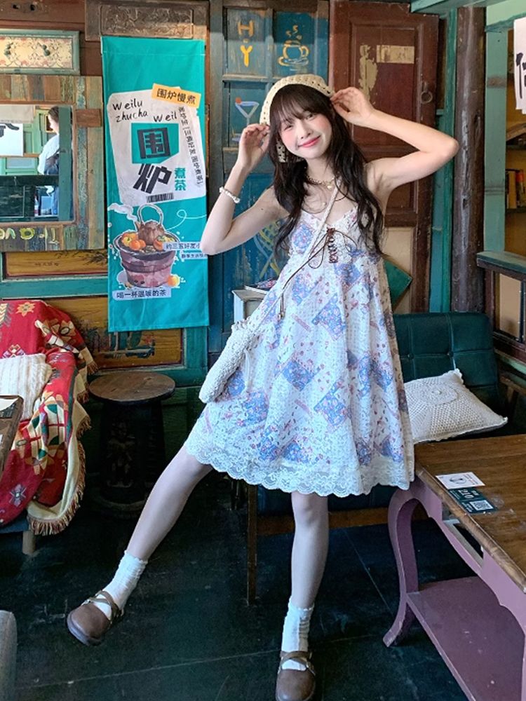 Summer Vintage Cami Dress Set  - đánh giá và giá Lace Trim Cami