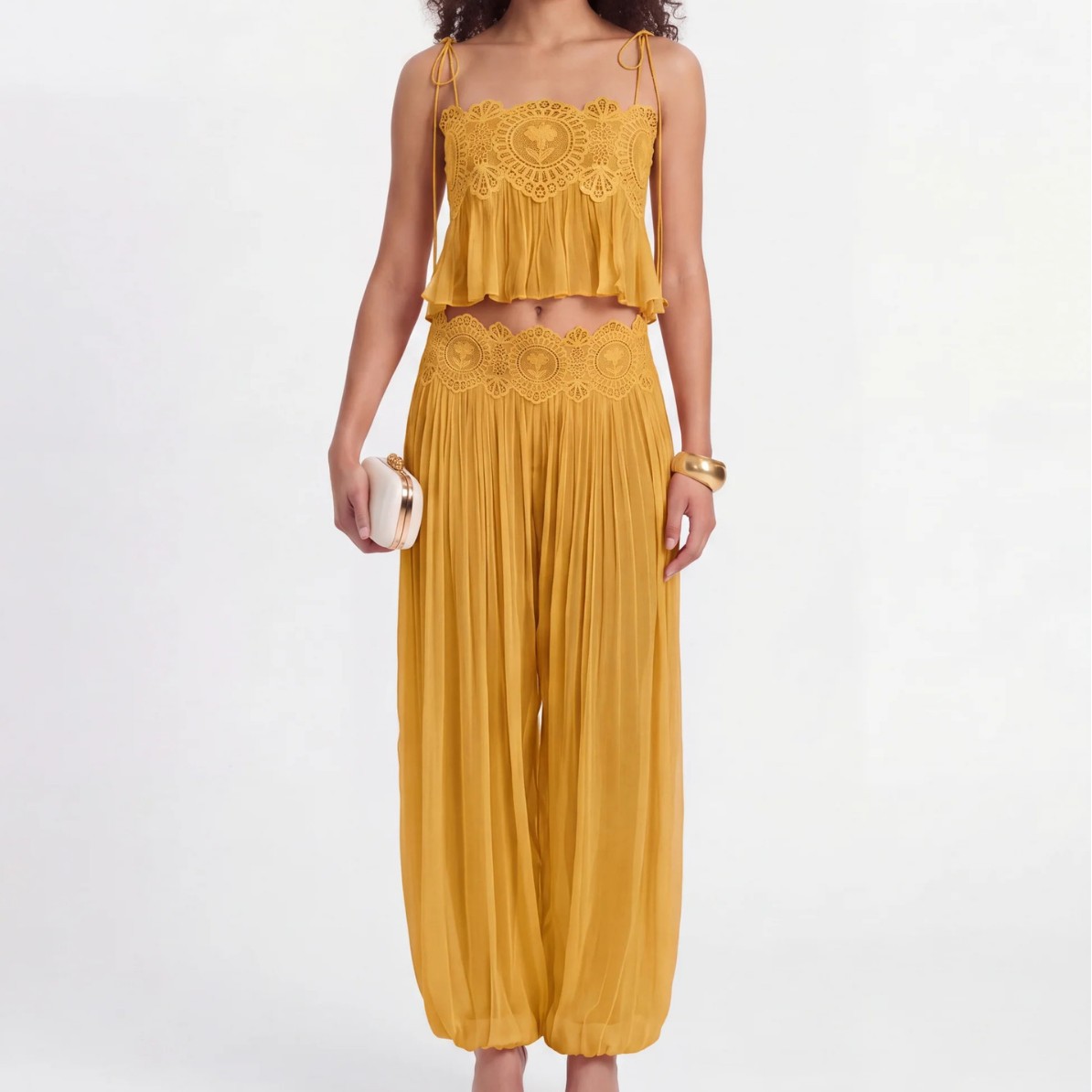 Women Long Pant Set Square Nec - đánh giá và giá Lace Trim Cami