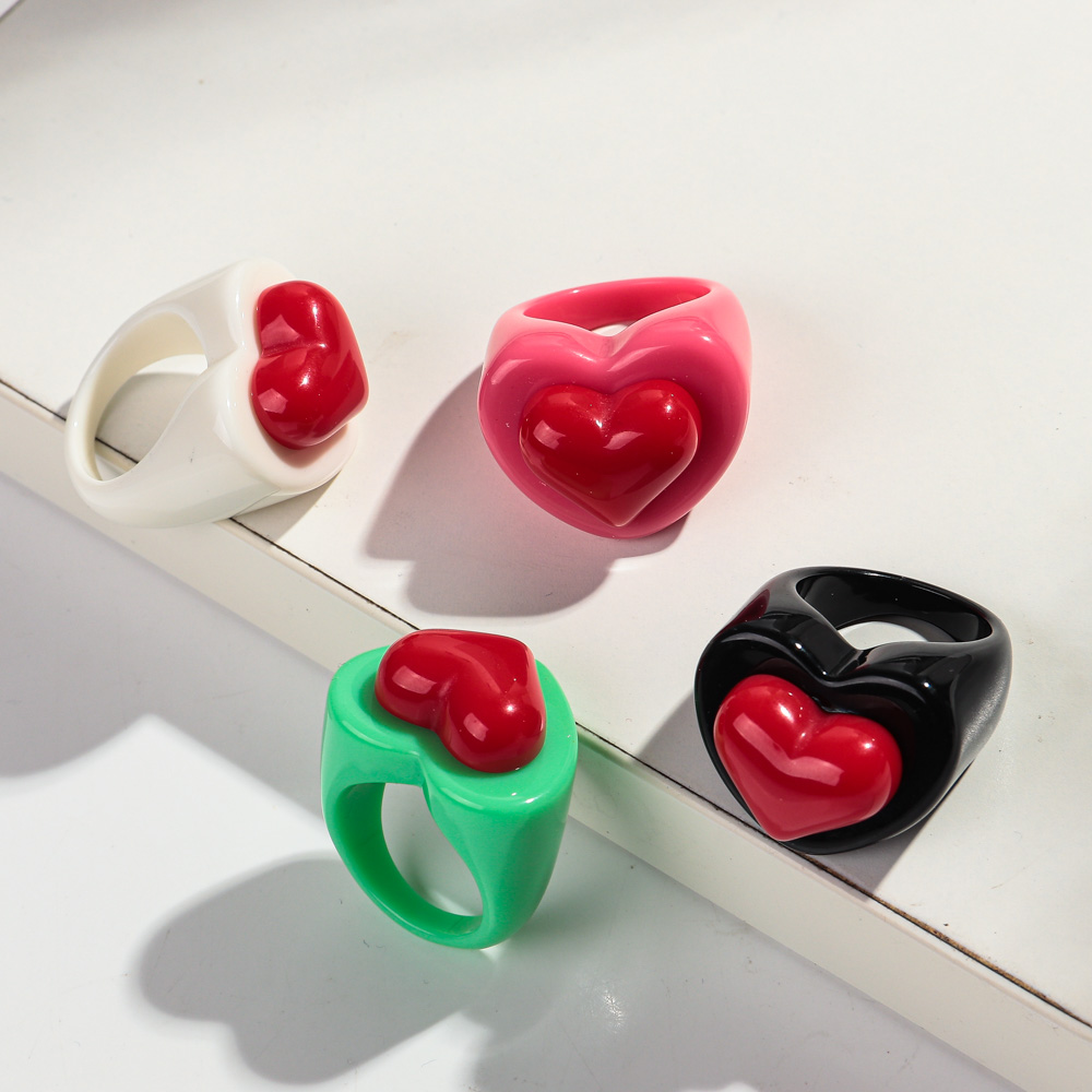 New Acrylic Love Heart Rings f - đánh giá và giá Women'S Fashion Korea
