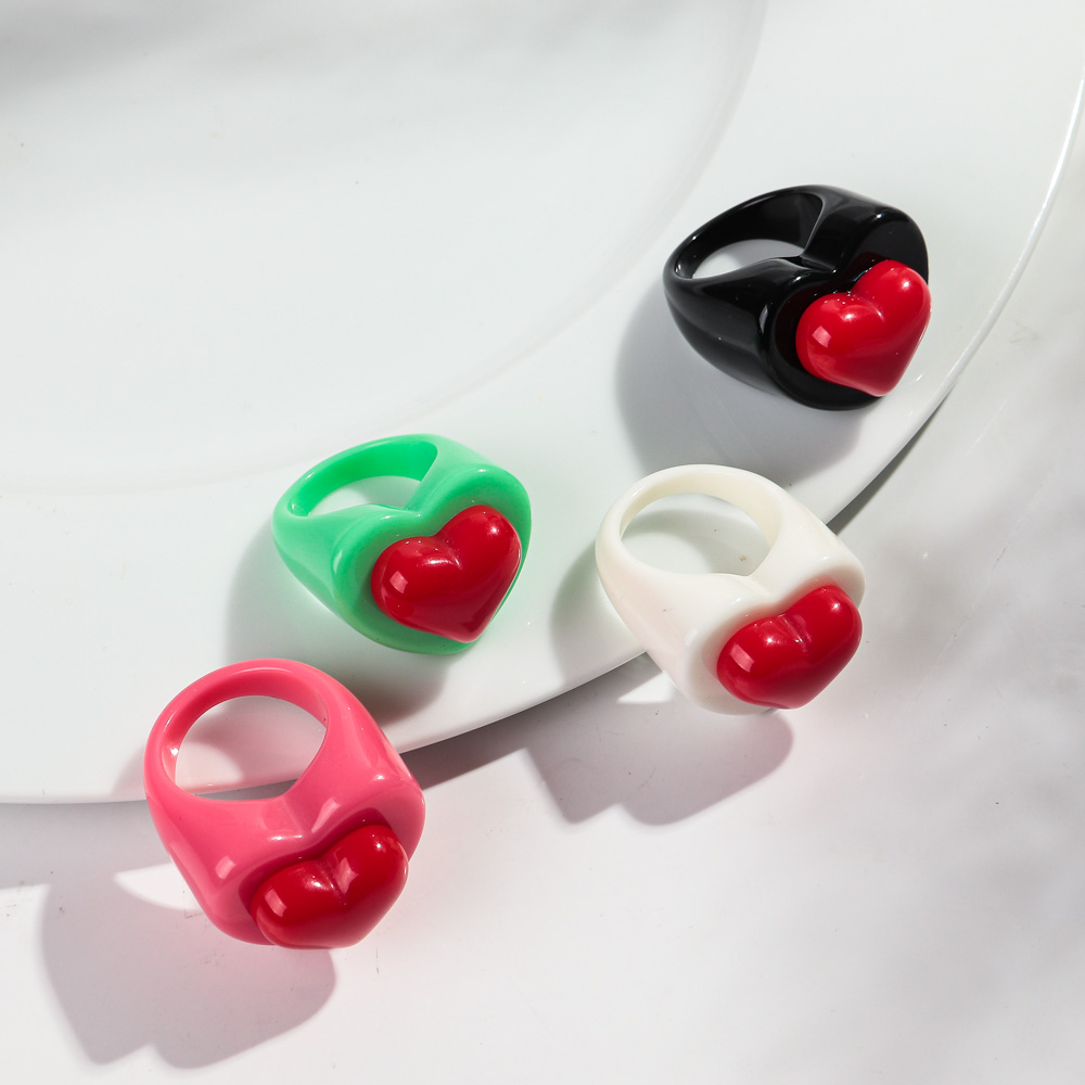 New Acrylic Love Heart Rings f - đánh giá và giá Women'S Fashion Korea