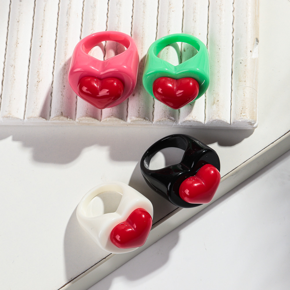 New Acrylic Love Heart Rings f - đánh giá và giá Women'S Fashion Korea